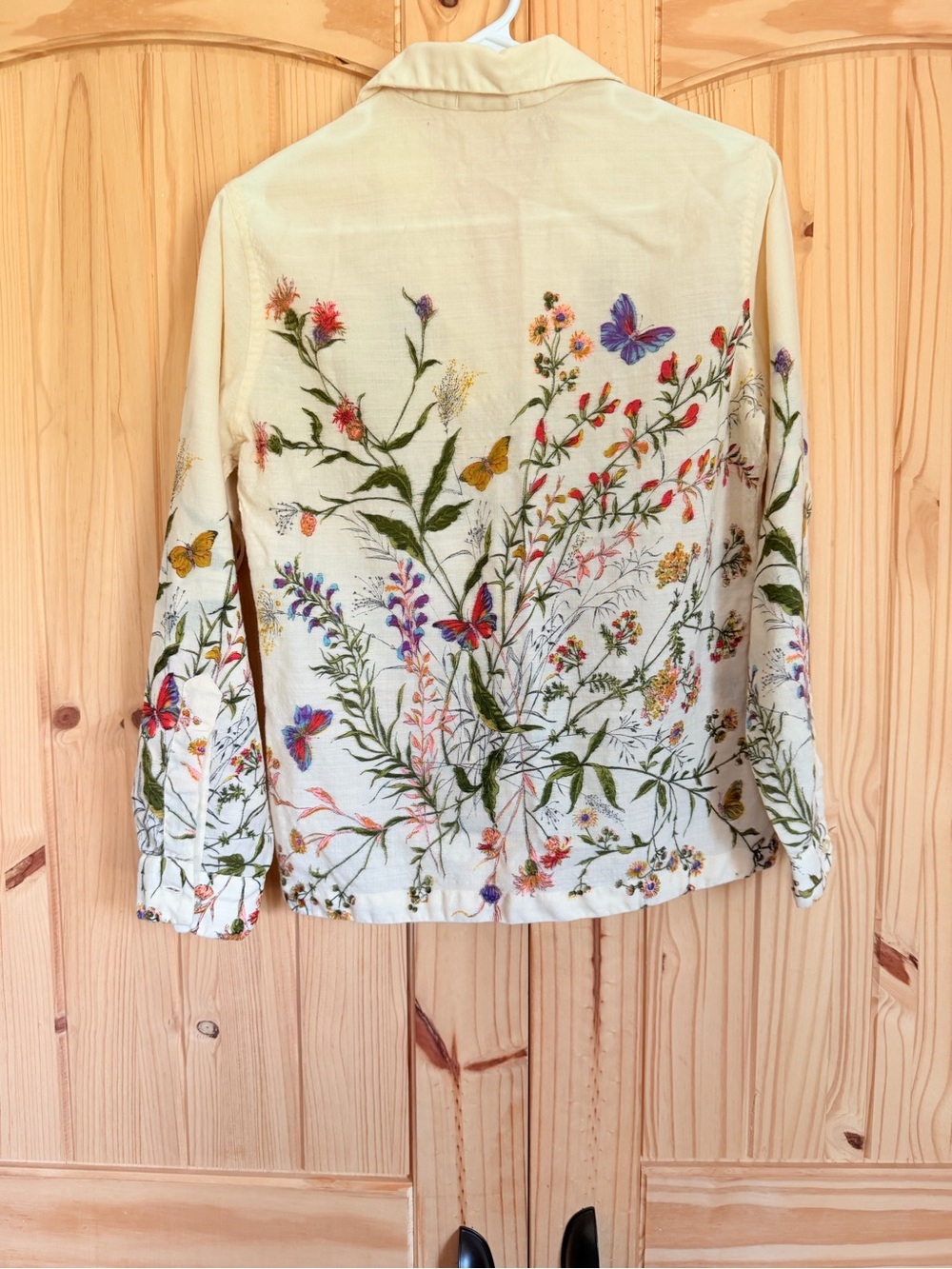 Vintage 60s Lady Hathaway Liberty of London 100% Wool Challis Butterfly Blouse - Picture 4 of 12